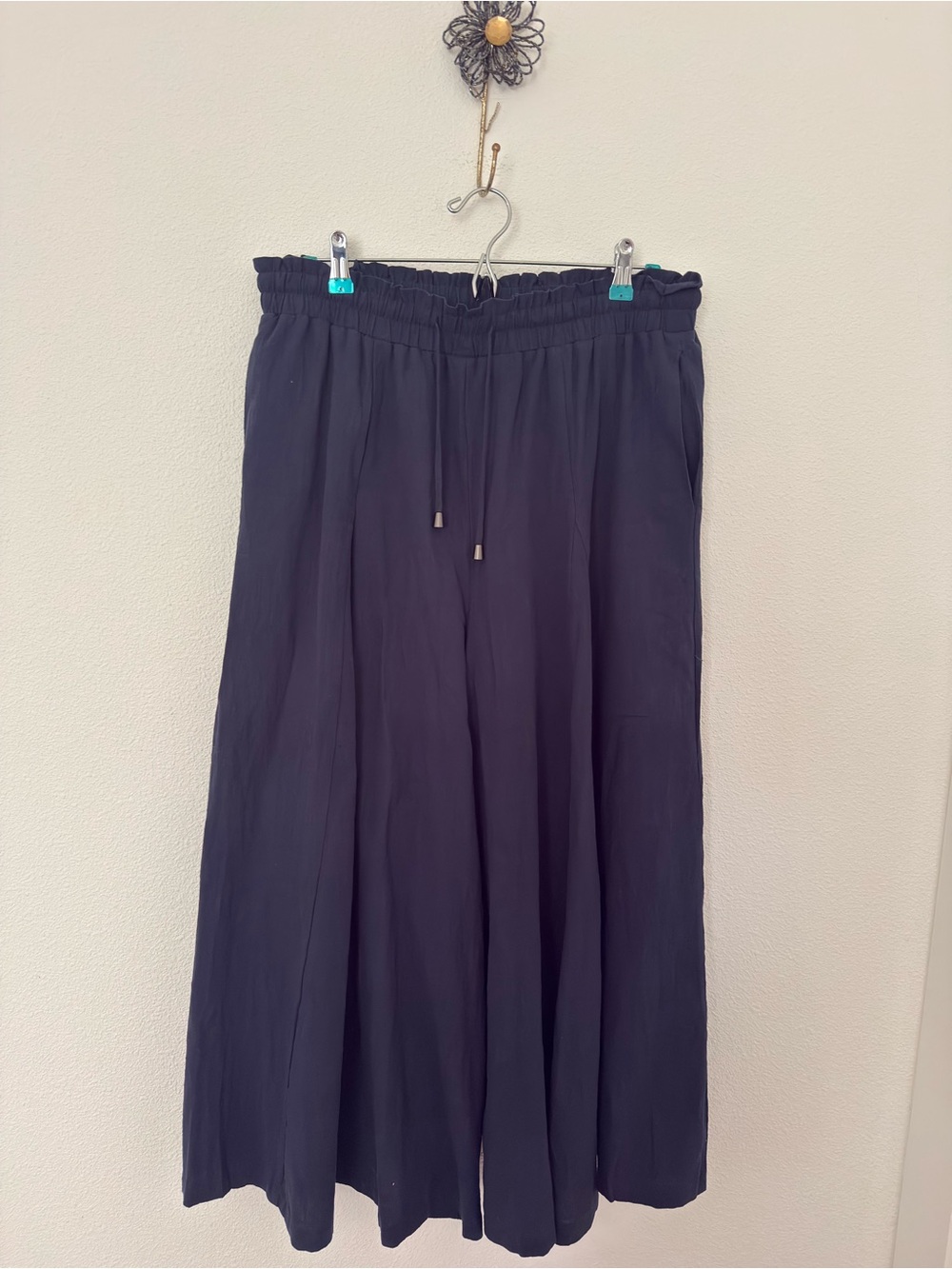 Scarlet Darkness Blue Renaissance Flowy Palazzo Wide Leg Pants XL Culottes Boho